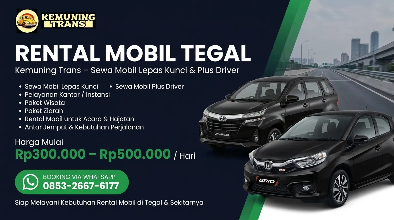 Banner Kemuning Trans: rental mobil Tegal lepas kunci dan plus driver
